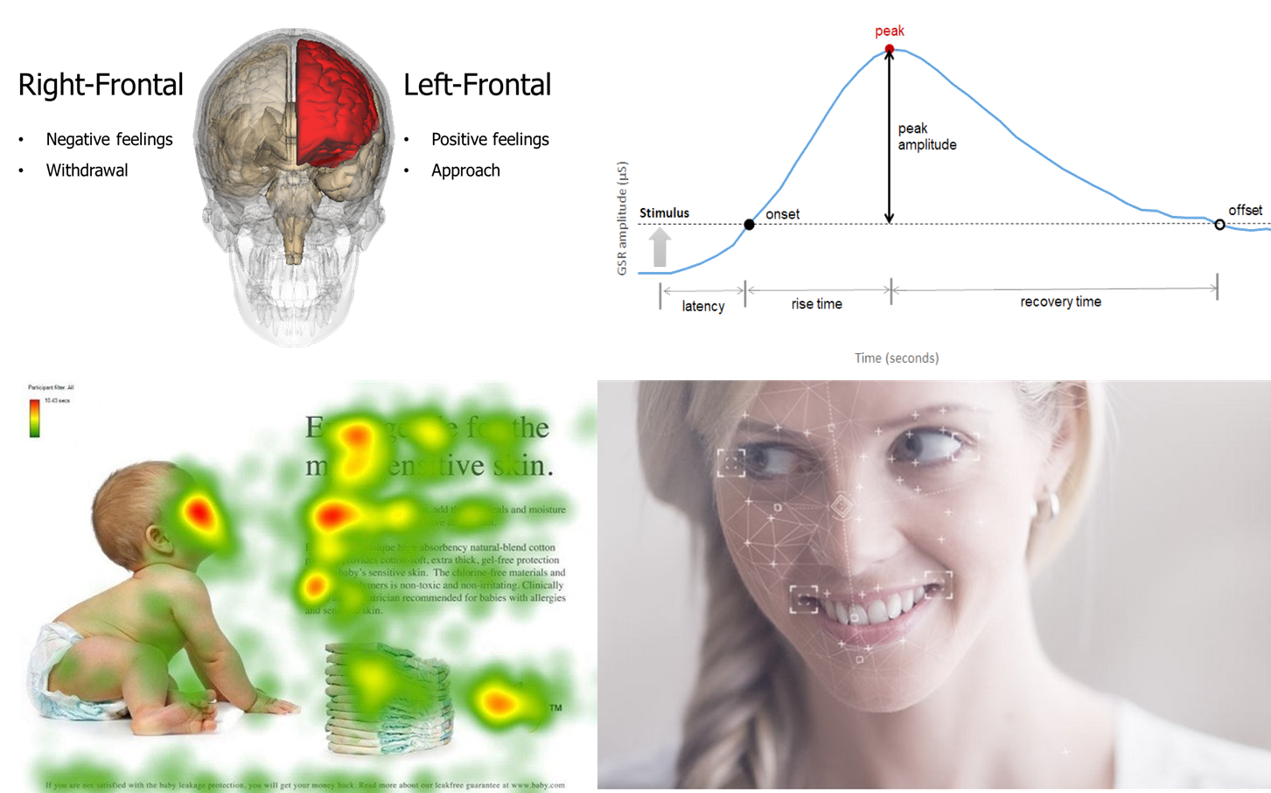 Biometrics: eye tracking, facial coding, EEG, GSR